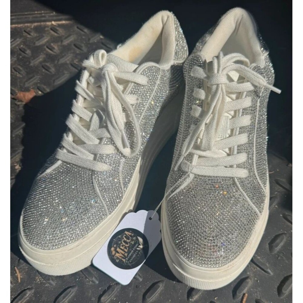 Silver Rhinestone Sneakers (size 7) - Picture 1 of 5